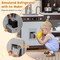 Wooden Pretend Play Kitchen Toy Set with Range Hood, Real Sounds & Lights, Interactive Kitchen Playset for Kids